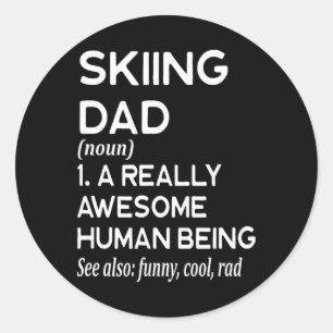 Sticker Rond Définition de Papa de Ski - Ski Skiant Skieur