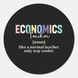 Sticker Rond Définition d'enseignant d'économie drôle Rétro Ret
