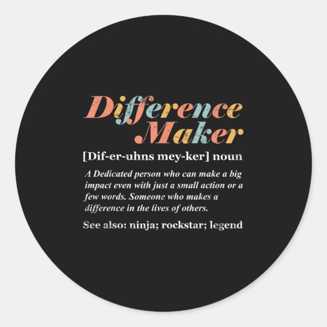Sticker Rond Définition du générateur de différences (Devant)