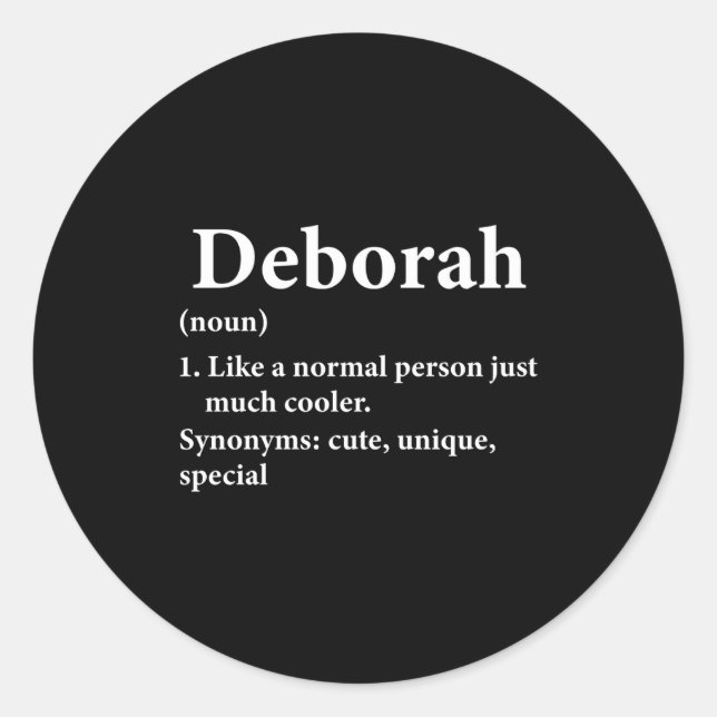 Sticker Rond Définition du nom Deborah Drôle D  (Devant)