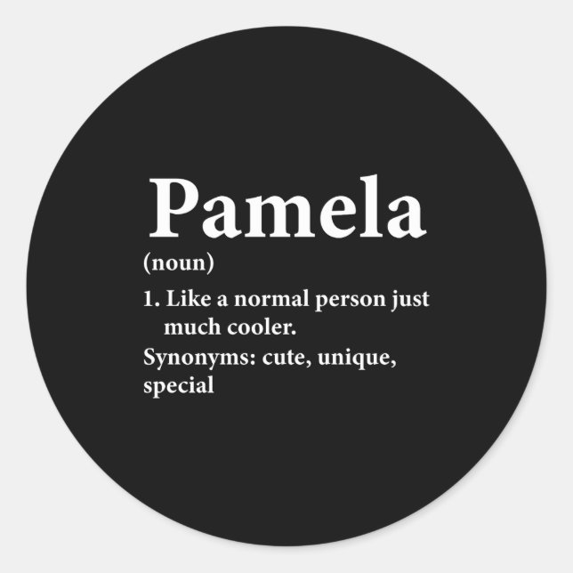 Sticker Rond Définition du nom Pamela Drôle D  (Devant)