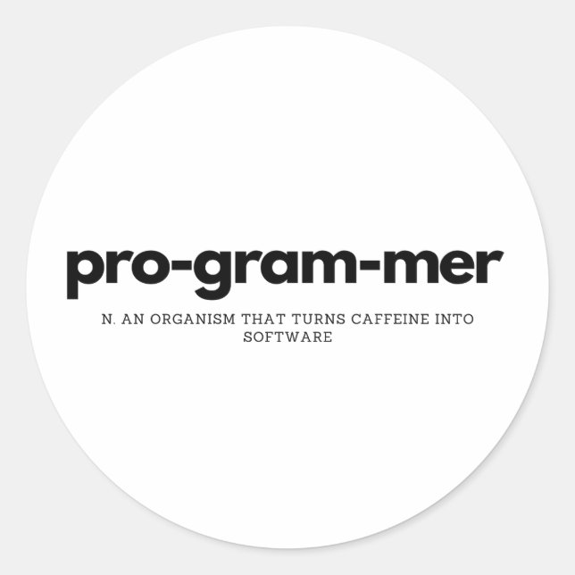 Sticker Rond Définition du programmeur (Devant)
