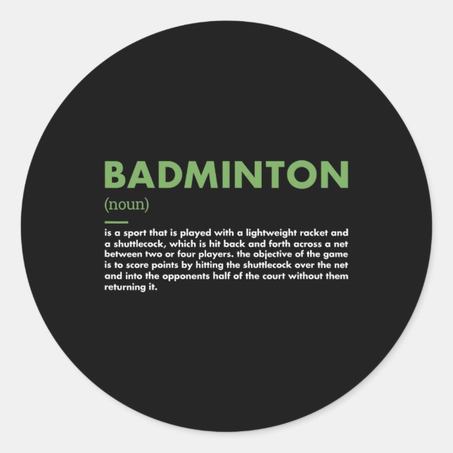 Sticker Rond Définition du sport Badminton (Devant)