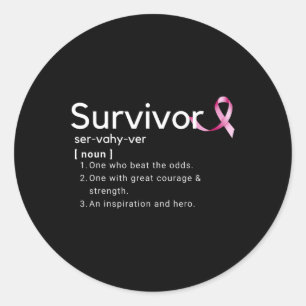 Sticker Rond Définition du survivant pour le cancer du sein Sur