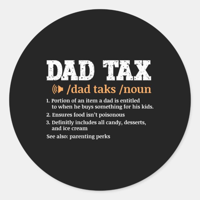 Sticker Rond Définition fiscale papa Retro Vintage (Devant)