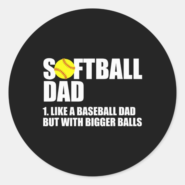 Sticker Rond Définition Papa Softball Drôle  (Devant)