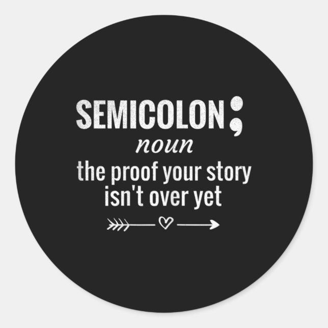 Sticker Rond Définition Semicolon de sensibilisation Prévention (Devant)