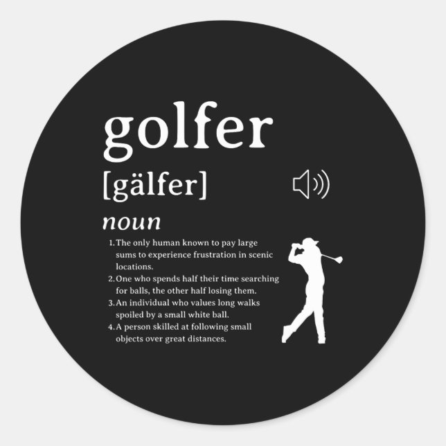Sticker Rond Définitions de golf amusantes pour les golfeurs -  (Devant)