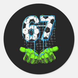 Sticker Rond Dégoulinade de foot 67 Six Sept Mème drôle de Gen