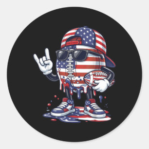 Sticker Rond Dégoulinade de football Drapeau américain pour gar