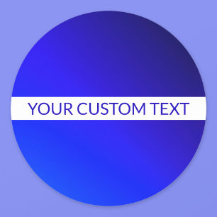 Sticker Rond Dégradé bleu et texte modifiable sur bande blanche