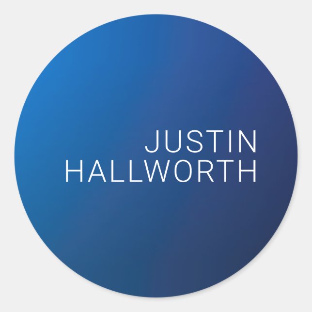 Sticker Rond Dégradé bleu foncé moderne et texte modifiable min (Devant)