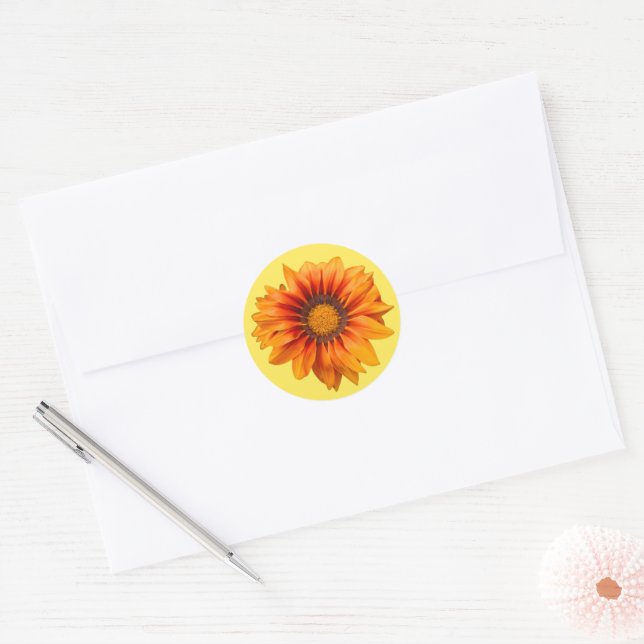 Sticker Rond Dégradé de fleurs orange jaune vif découpé (Enveloppe)