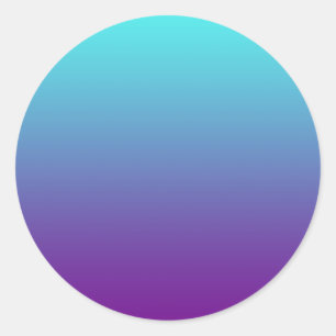 Sticker Rond Dégradé de fond simple Turquoise Bleu Violet