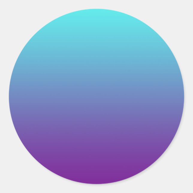 Sticker Rond Dégradé de fond simple Turquoise Bleu Violet (Devant)