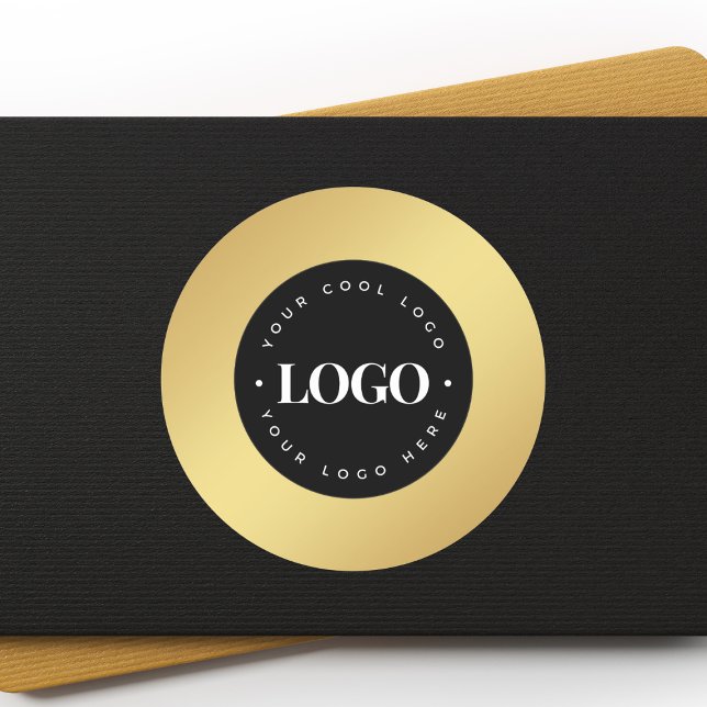 Sticker Rond Dégradé doré Ajoutez votre logo personnalisé ici E (Créateur téléchargé)