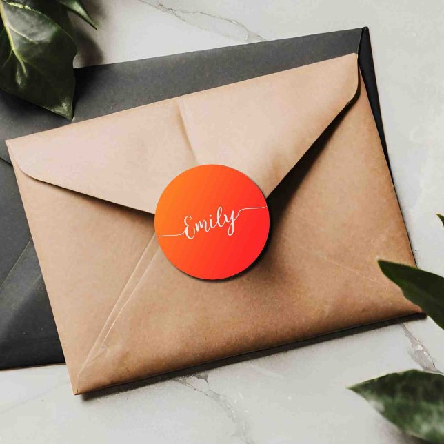 Sticker Rond Dégradé orange - ajouter le nom classique collant  (Créateur téléchargé)