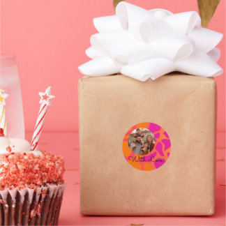 Sticker Rond Dégradé orange et rose vif avec amour