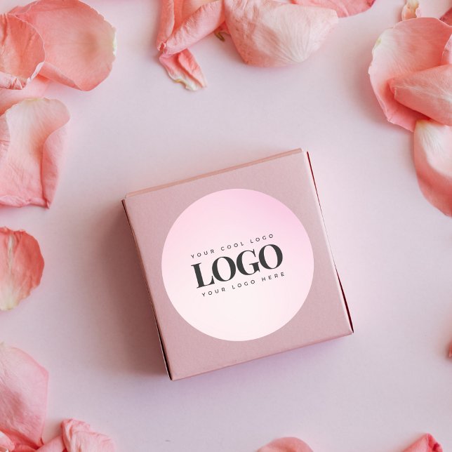 Sticker Rond Dégradé rose et logo rectangulaire d'entreprise pe (Créateur téléchargé)