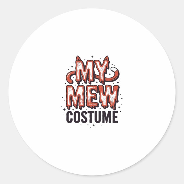 Sticker Rond Déguisement de chat mignon pour Halloween Design v (Devant)