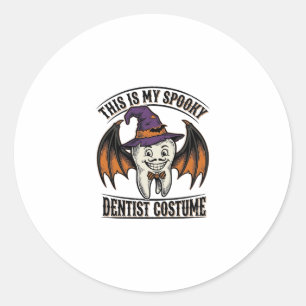 Sticker Rond Déguisement de Dentiste Effrayant Chemise Dentaire