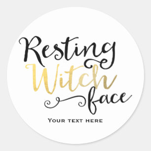 Sticker Rond Déguisement de fête d'Halloween visage de sorcière