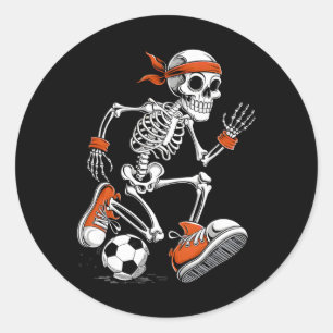 Sticker Rond Déguisement de foot de squelette drôle d'Halloween