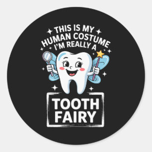 Sticker Rond Déguisement de jolie fée des dents pour hommes fem