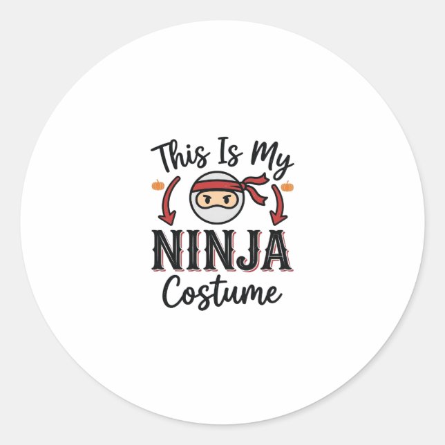 Sticker Rond Déguisement de ninja drôle Design vectoriel Hallow (Devant)