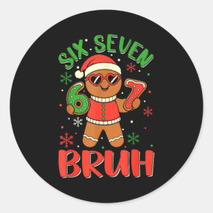 Sticker Rond Déguisement de Noël Funny Six Seven Bruh pain d'ép