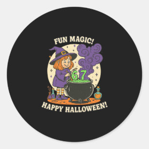 Sticker Rond Déguisement de sorcière drôle 6 7 Halloween Mignon