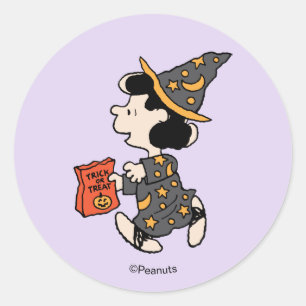 Sticker Rond Déguisement de sorcière Lucy Peanuts Halloween