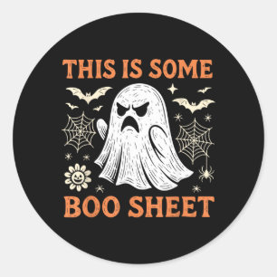 Sticker Rond Déguisement d'Halloween de fantôme drôle Feuille B
