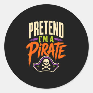 Sticker Rond Déguisement drôle de pirate d'Halloween crâne