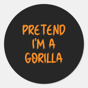 Sticker Rond Déguisement Halloween Je suis un gorille Enfants p