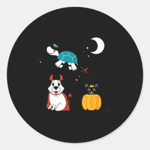 Sticker Rond Déguisements drôles d'Halloween pour animaux de co