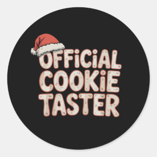 Sticker Rond Dégustateur de cookies officiel Noël Santa Xmas Fa