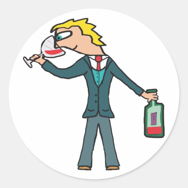 Sticker Rond Dégustation De Vins Sommelier (Devant)