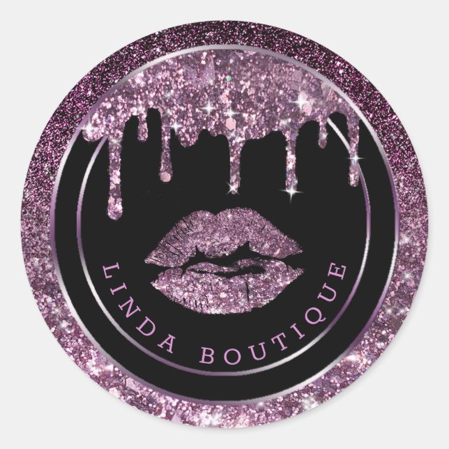 Sticker Rond Dégustation violette foncée | luxueuses lèvres cla (Devant)