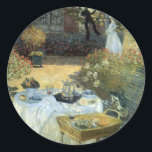 Sticker Rond Déjeuner de Claude Monet, impressionnisme Vintage<br><div class="desc">Le Luncheon (1876) de Claude Monet est un tableau vintage de la nature aux beaux-arts de l'impressionnisme qui présente un déjeuner pique-nique de printemps dans le jardin avec thé de l'après-midi. Un enfant joue tranquillement sur le sol avec des jouets. À propos de l'artiste : Claude Monet (1840-1926) est un...</div>