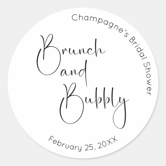 Sticker Rond Déjeuner de mariage avec du champagne et écriture  (Devant)