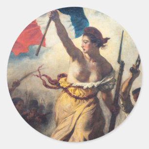Sticker Rond Delacroix - Liberté À La Tête Du Peuple Gros Plan