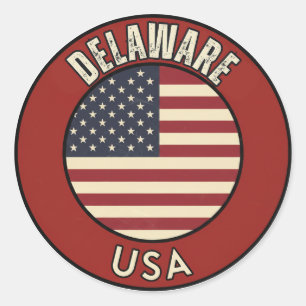 Sticker Rond Delaware États-Unis d'Amérique