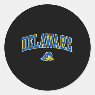 Sticker Rond Delaware Fightin' Blue Hens Arche sur Heather Grey