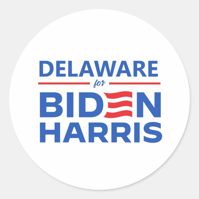Sticker Rond Delaware pour Biden Harris (Devant)