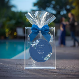 Sticker Rond Delft Bleu Blanc Chinoiserie Floral Mariage