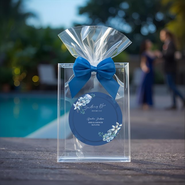 Sticker Rond Delft Blue White Chinoiserie Floral Bridal Shower  (Créateur téléchargé)