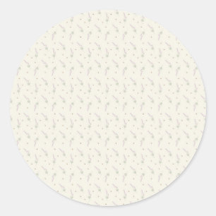 Sticker Rond Délicat Lavande et Abeille à Miel Dessin Botanique