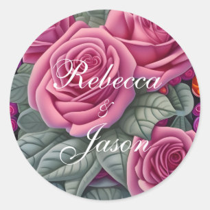 Sticker Rond Délicat Pastel Mariage rose