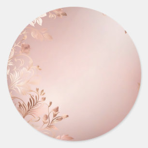 Sticker Rond Délicat rose et Rose or floral